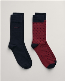 Gant Dot And Solid Socks 2Pack - Plumped Red