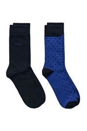 Gant Dot And Solid Socks 2Pack - College Blue