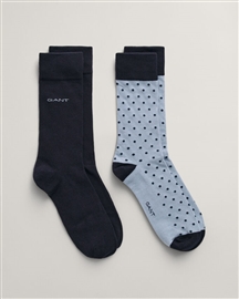 Gant Dot And Solid Socks 2Pack - Dove Blue