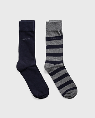 Gant Solid Stripe Socks 2P