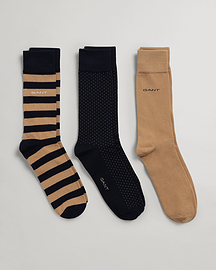 Gant Stripe and Mini Dot Socks 3P - Warm Beige