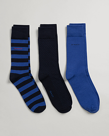 Gant Stripe and Mini Dot Socks 3P - College Blue