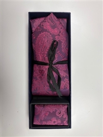 Marc Darcy Tie And Pocket Square Set - Berry