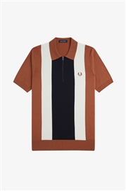 Fred Perry K9728 Vertical Stripe Zip Neck - Navy