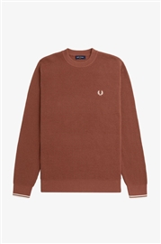 Fred Perry K6507 Waffle Stitch Jumper - Whiskey Brown