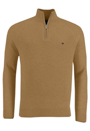 Fynch Hatton Zip Neck Top - Camel