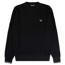 Fred Perry K8557 Waffle Stitch Jumper - Black