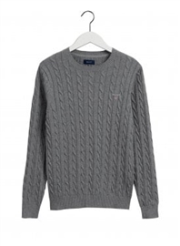 Gant Cotton Cable Crew - Grey Melange