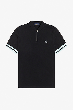 Fred Perry M1623 Tipped Cuff Zip Neck Black