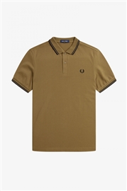 Fred Perry M3600 Twin Tipped Polo - Dark Air force / Lime