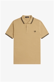 Fred Perry M3600 Twin Tipped Polo - Black / Gold / Aubergine