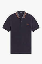 Fred Perry M3653 Striped Collar Polo - Navy