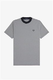 Fred Perry M6581 Fine Stripe Tee - Navy/Snow White