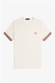 Fred Perry M7707 Striped Cuff Tee - Light Ecru