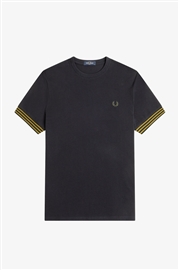 Fred Perry M7707 Striped Cuff Tee - Black