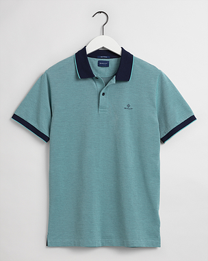 Gant 4-Colour Oxford Pique SS Rugger Green Lagoon