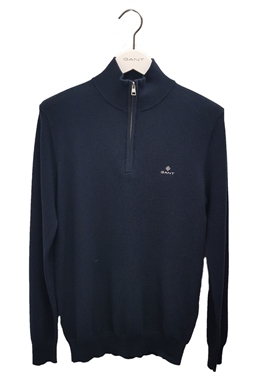 Gant Cotton Pique Half Zip Evening Blue