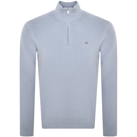 Gant Textured Cotton Half Zip - Stormy