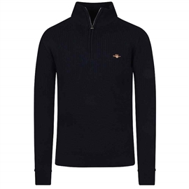 Gant Textured Cotton Half Zip - Evening Blue