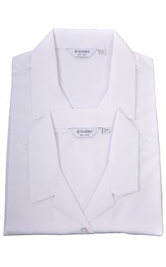 Trutex Short Sleeve White Revere Collar Blouses